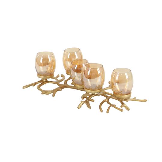 6" Gold Aluminum Coastal Candle Holder